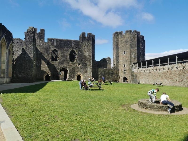 Caerphilly Castle in the sun