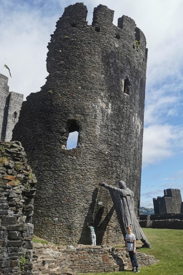 The half collapsed 'leaning tower' of Caerphilly Castle